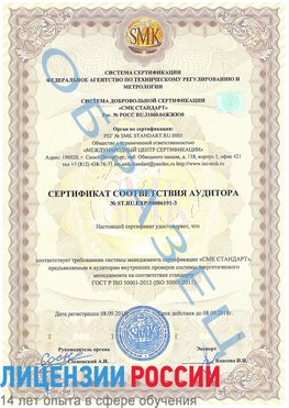 Образец сертификата соответствия аудитора №ST.RU.EXP.00006191-3 Внуково Сертификат ISO 50001